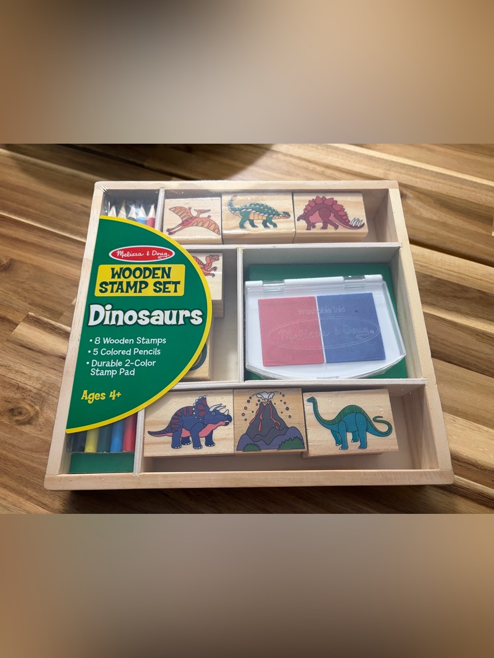 NWT: Melissa & Doug Dinosaur wooden stamp set